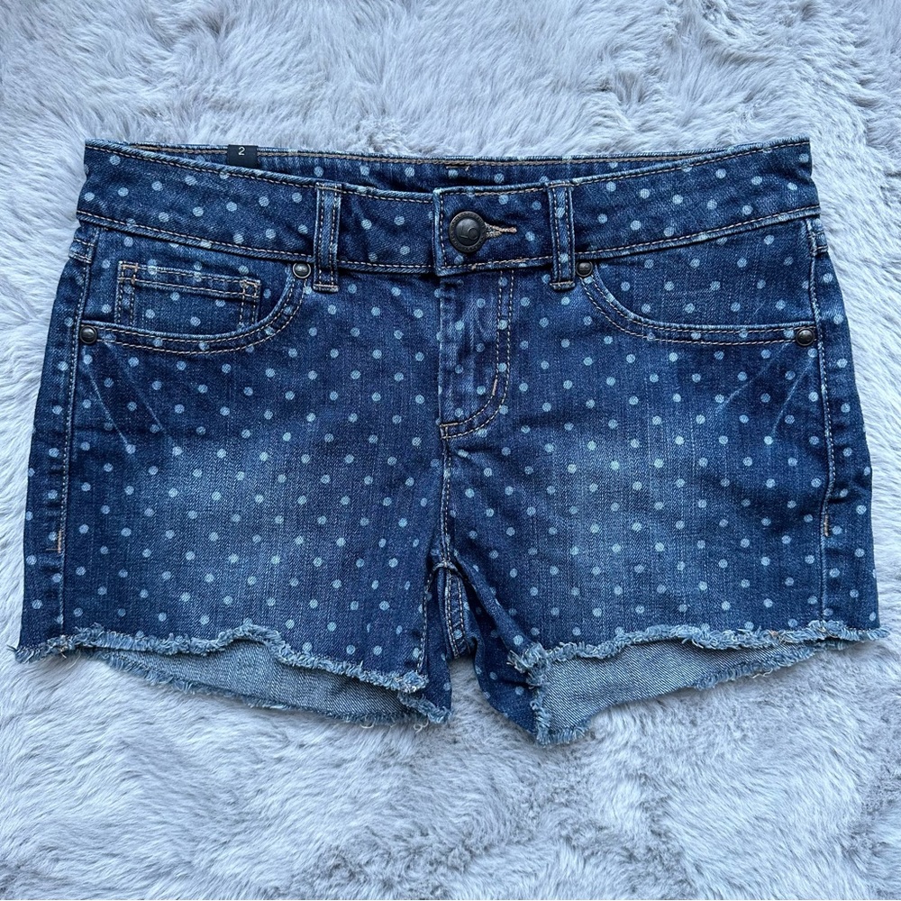 LC Lauren Conrad Women’s Denim Jean Shorts Polkadot Size 2 EUC
